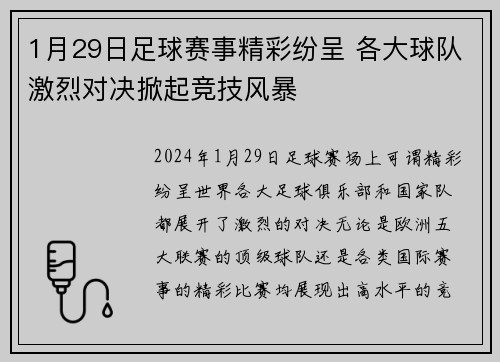 1月29日足球赛事精彩纷呈 各大球队激烈对决掀起竞技风暴
