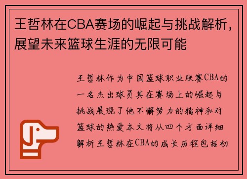 王哲林在CBA赛场的崛起与挑战解析，展望未来篮球生涯的无限可能